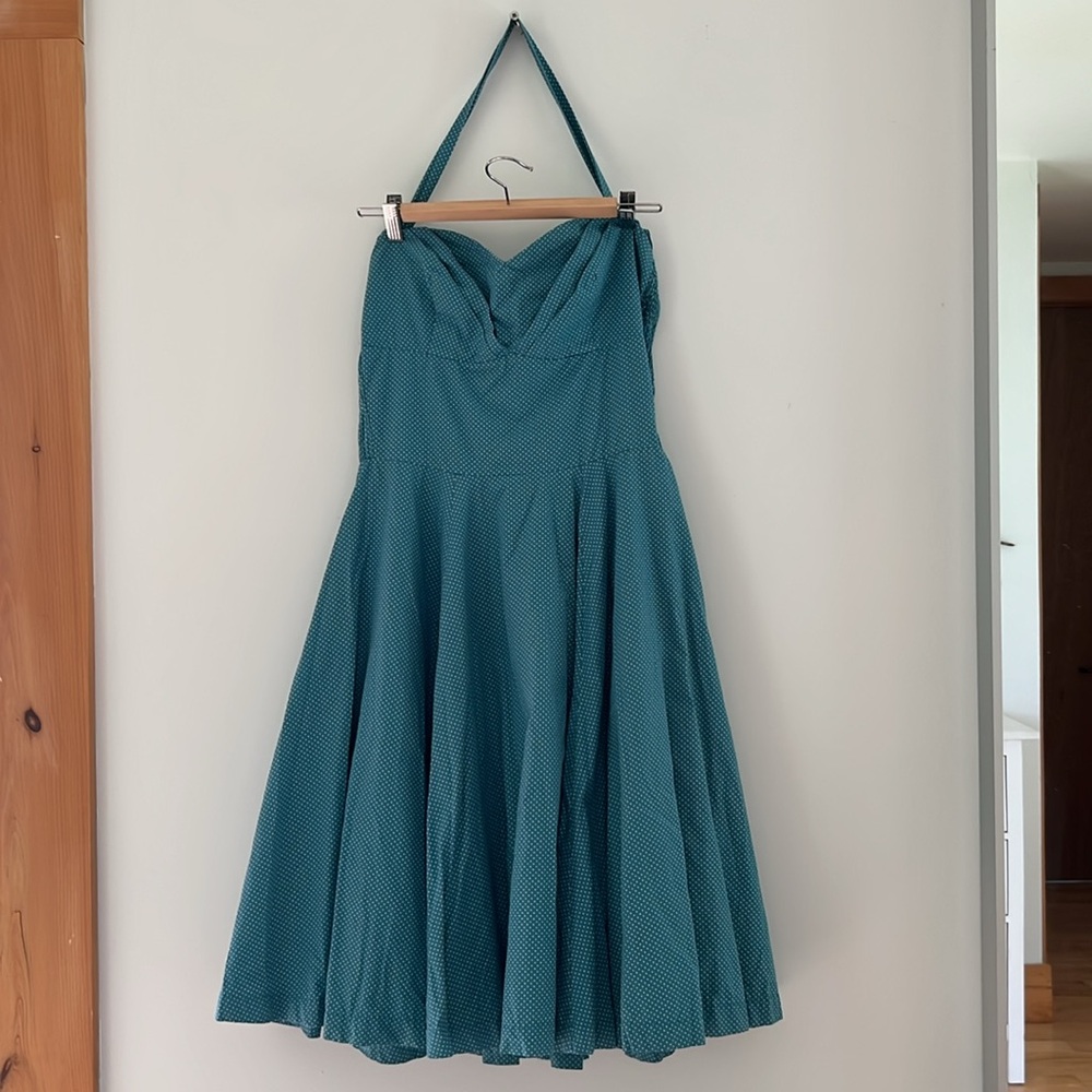 Teal Pin up halter dress